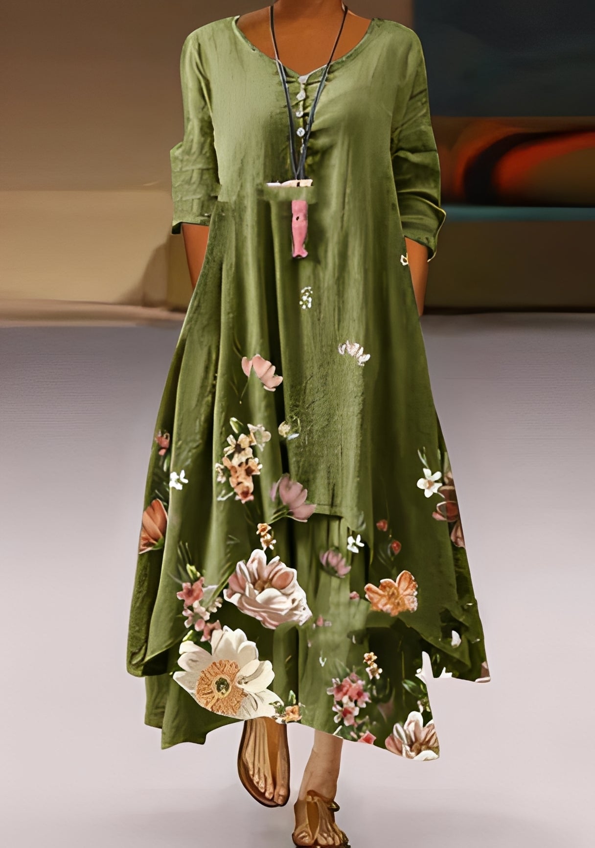 Schön - Elegantes und fließendes Kleid mit Muster für Frauen