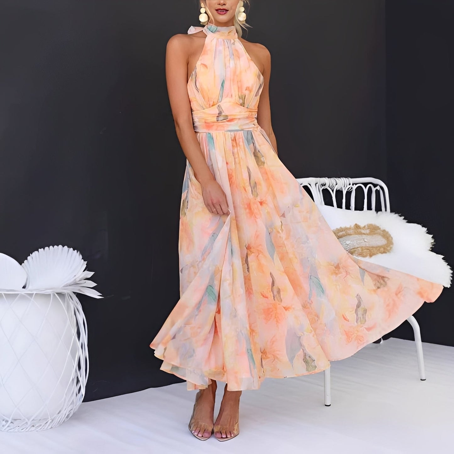 Jamie - Elegantes langes Kleid mit Neckholder für Frauen