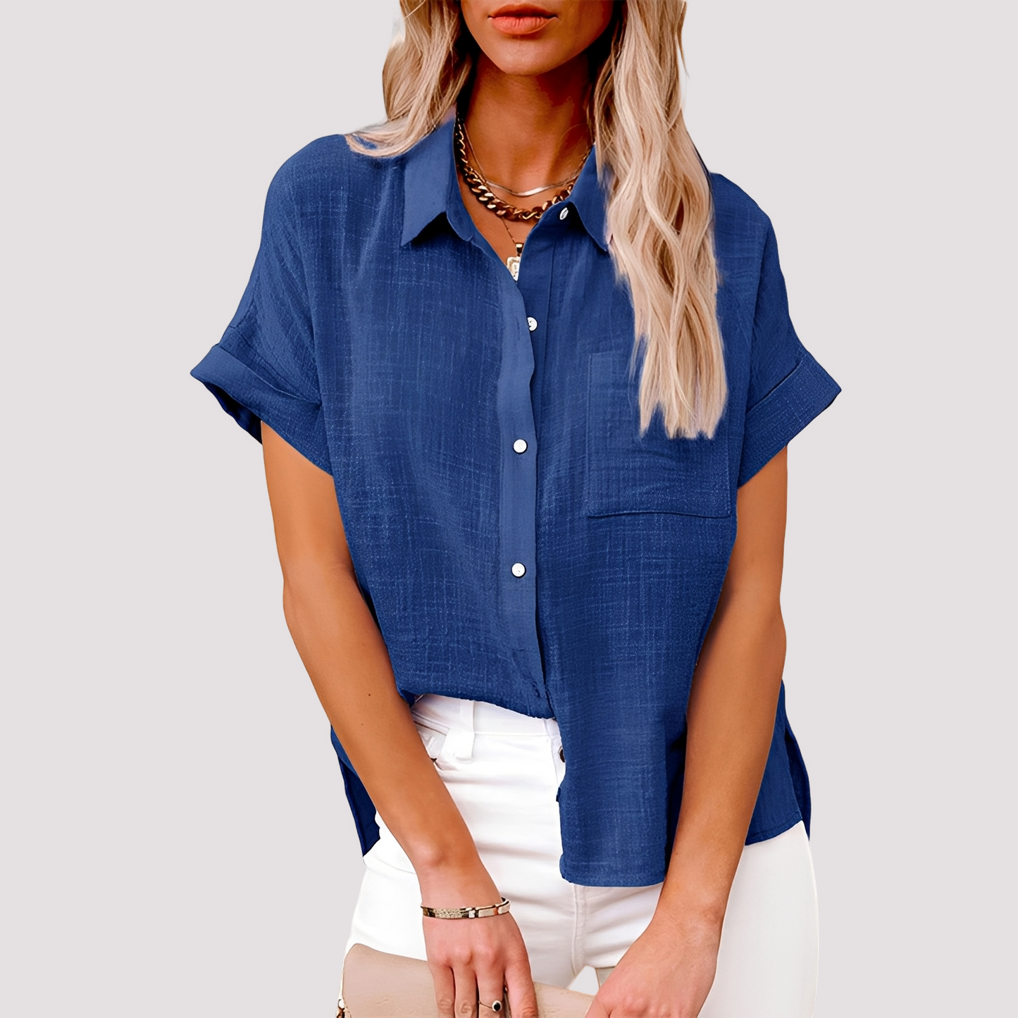 Josie - Bluse mit kurzen Ärmeln, weit geschnitten, mit Tasche für Frauen