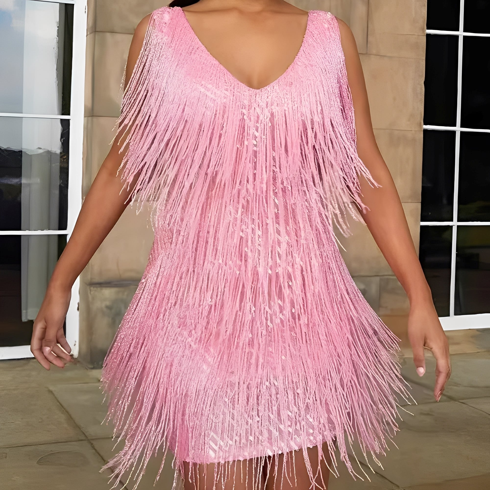 Mégane - Damenkleid mit Fransen für Cocktail-Events