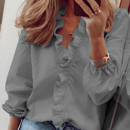 Martha - Elegante Bluse mit Volants und V-Ausschnitt für Frauen