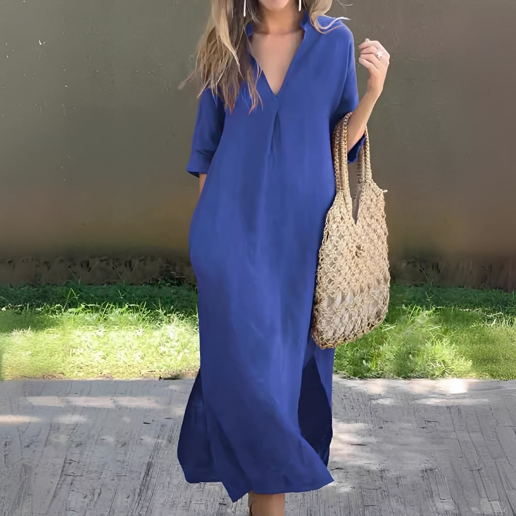 Lucie - Lockeres und luftiges Kleid mit V-Ausschnitt für Frauen