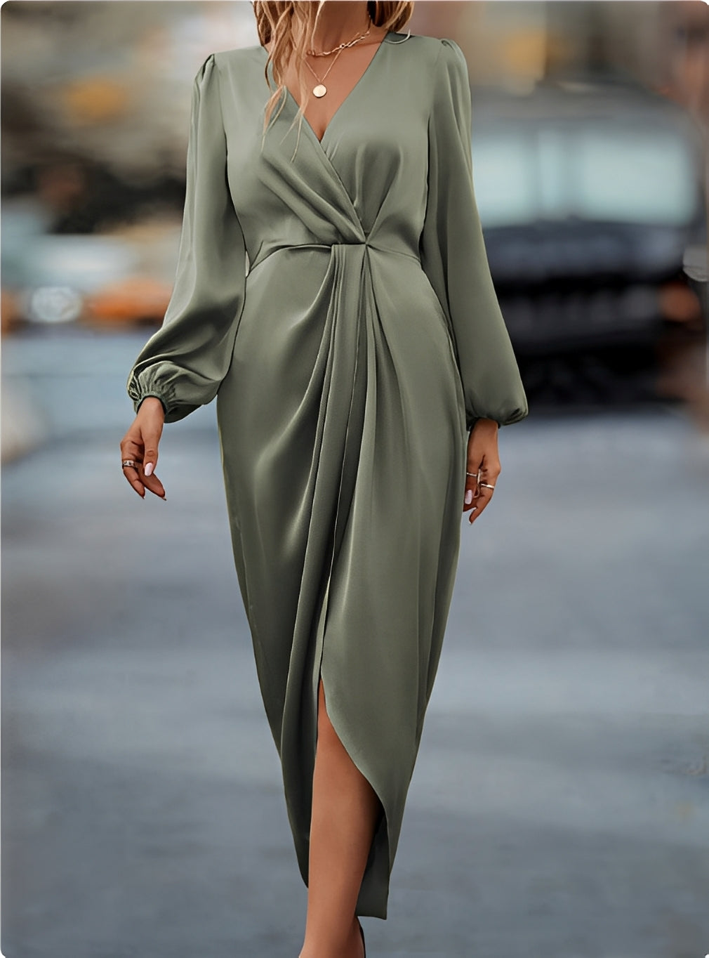 Melanie - Elegantes Midi-Kleid mit Schlitz für Frauen