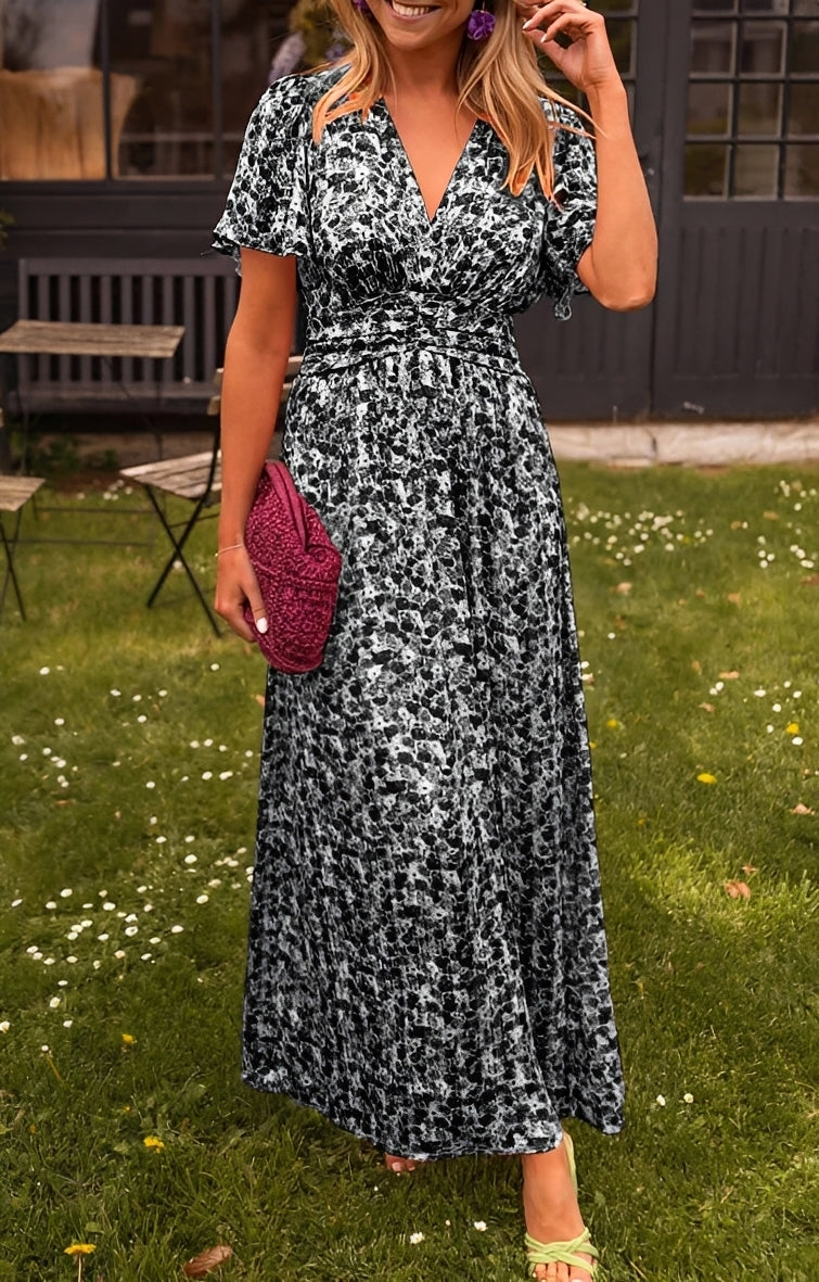 Rachel - Langes elegantes Kleid mit V-Ausschnitt für Frauen