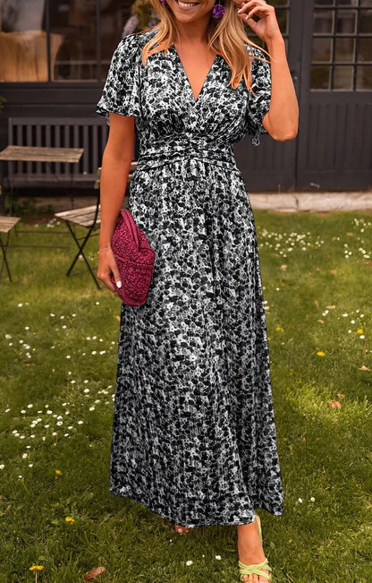 Rachel - Langes elegantes Kleid mit V-Ausschnitt für Frauen