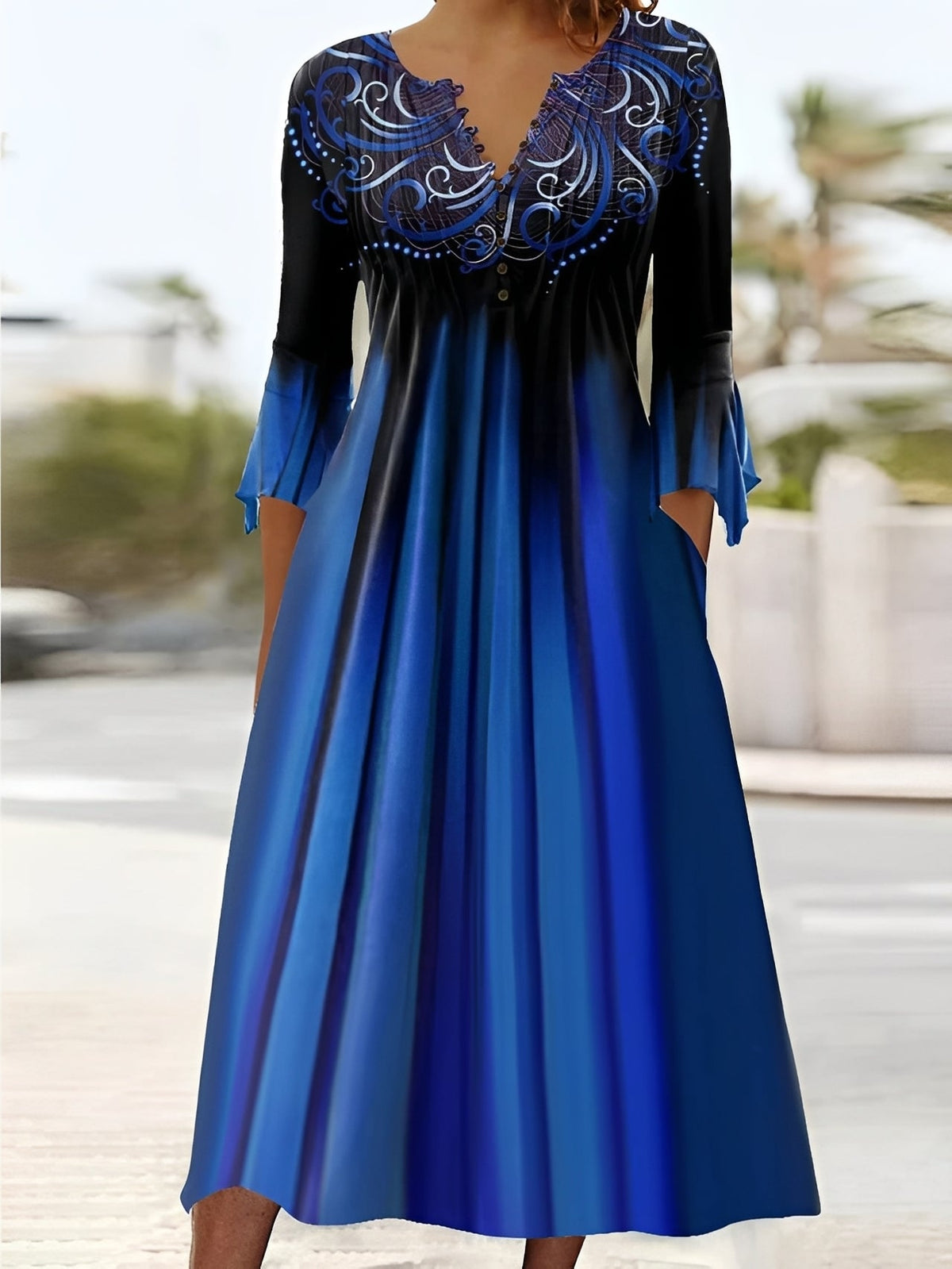 Bonnie - Elegantes Midi-Kleid mit 3/4-Ärmeln für Frauen