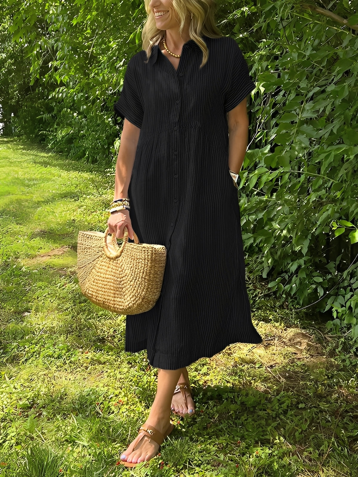 Alana - Gestreiftes, lässiges Hemdkleid für Damen