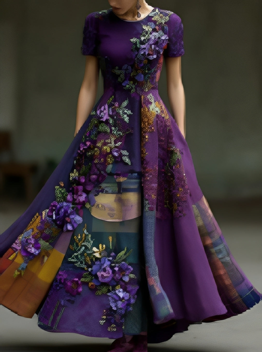 Erica - Langes elegantes Kleid mit Blumenmuster für Frauen