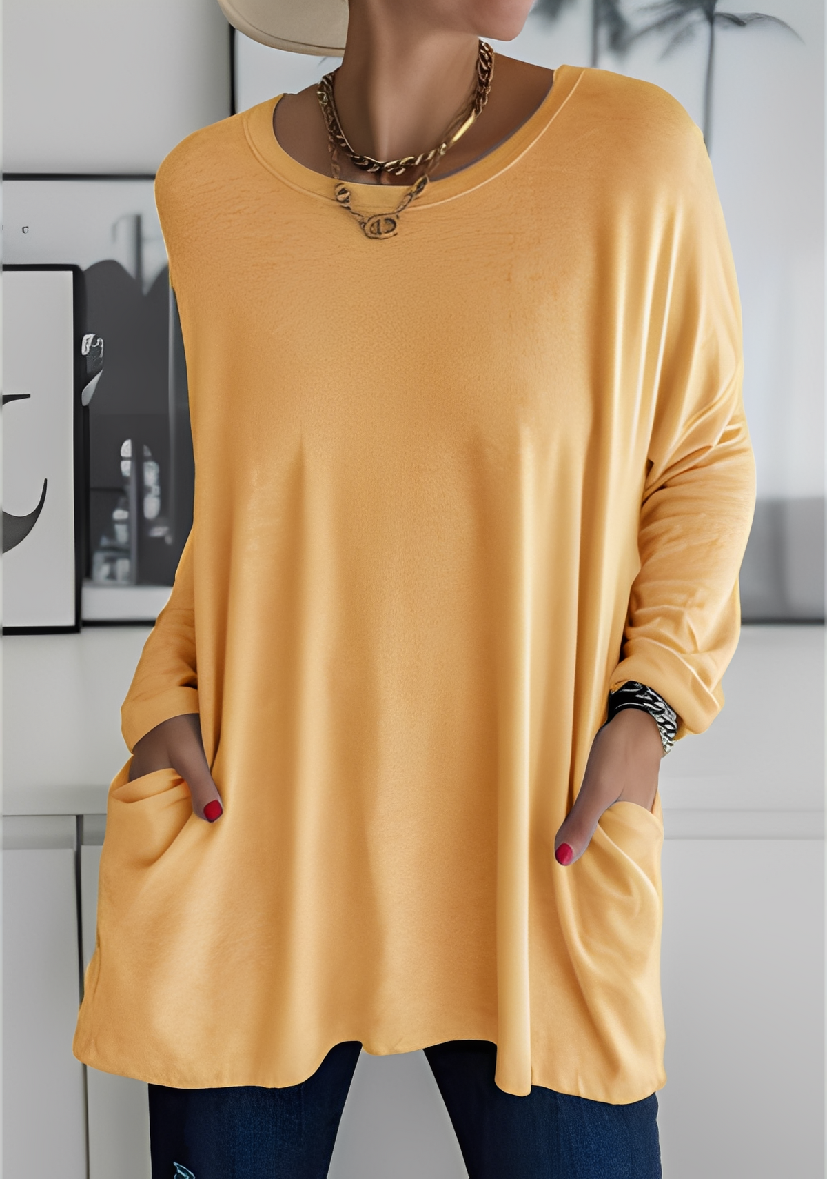 Krystle - Damen-Shirt mit langen Ärmeln und Taschen für Komfort