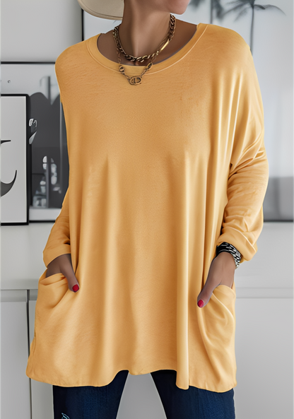 Krystle - Damen-Shirt mit langen Ärmeln und Taschen für Komfort