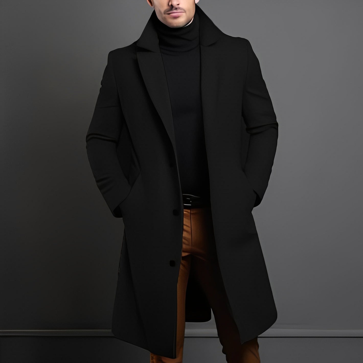 Zackary - Bequemer, mittelgroßer Herren-Wollmantel