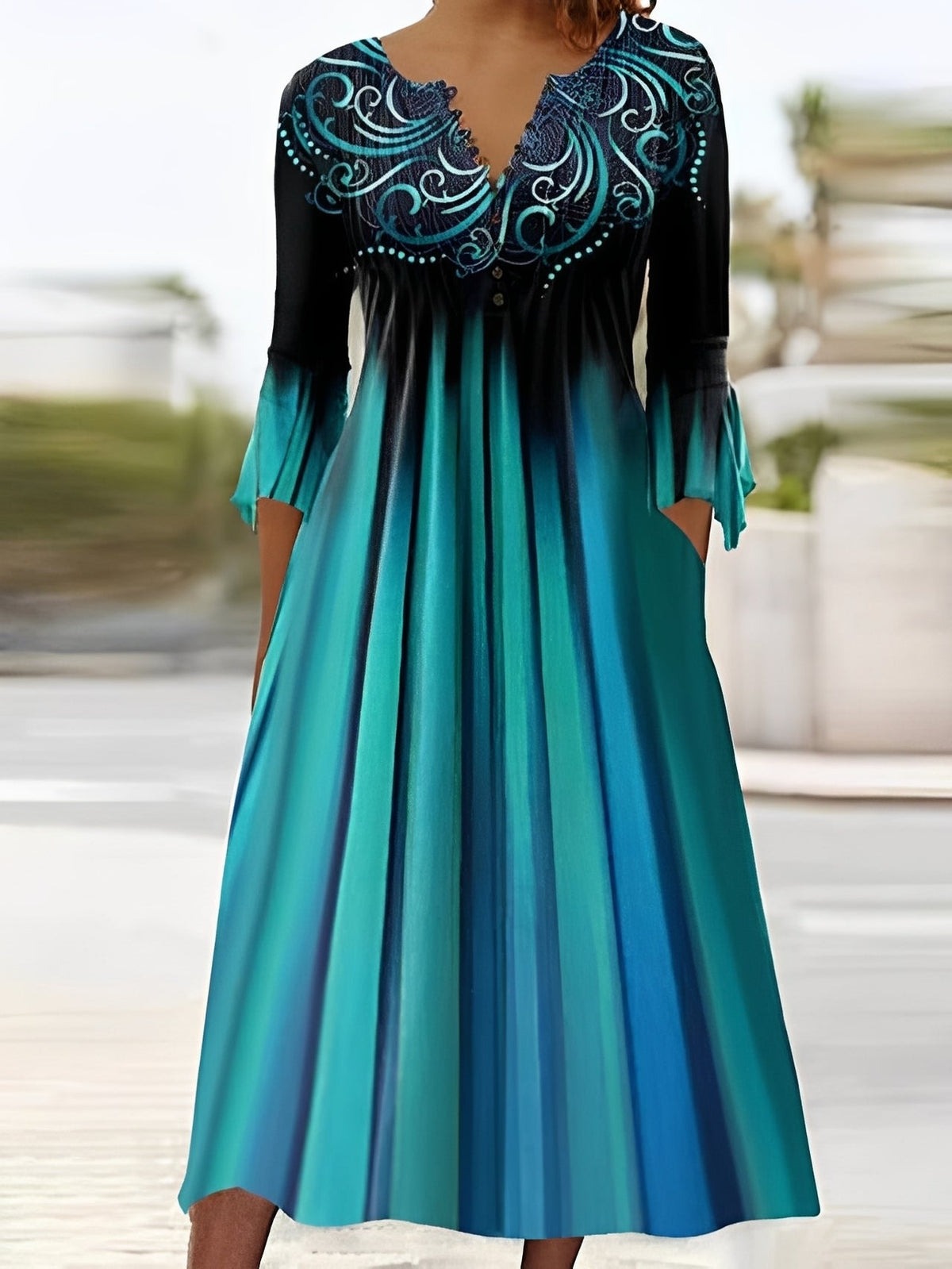 Bonnie - Elegantes Midi-Kleid mit 3/4-Ärmeln für Frauen