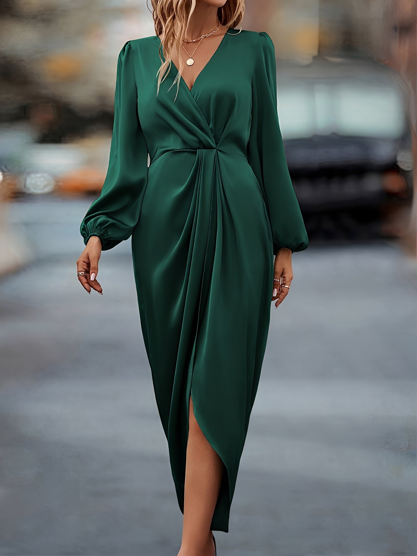 Melanie - Elegantes Midi-Kleid mit Schlitz für Frauen