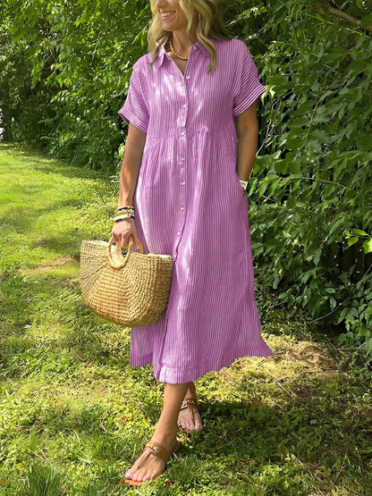 Alana - Gestreiftes, lässiges Hemdkleid für Damen