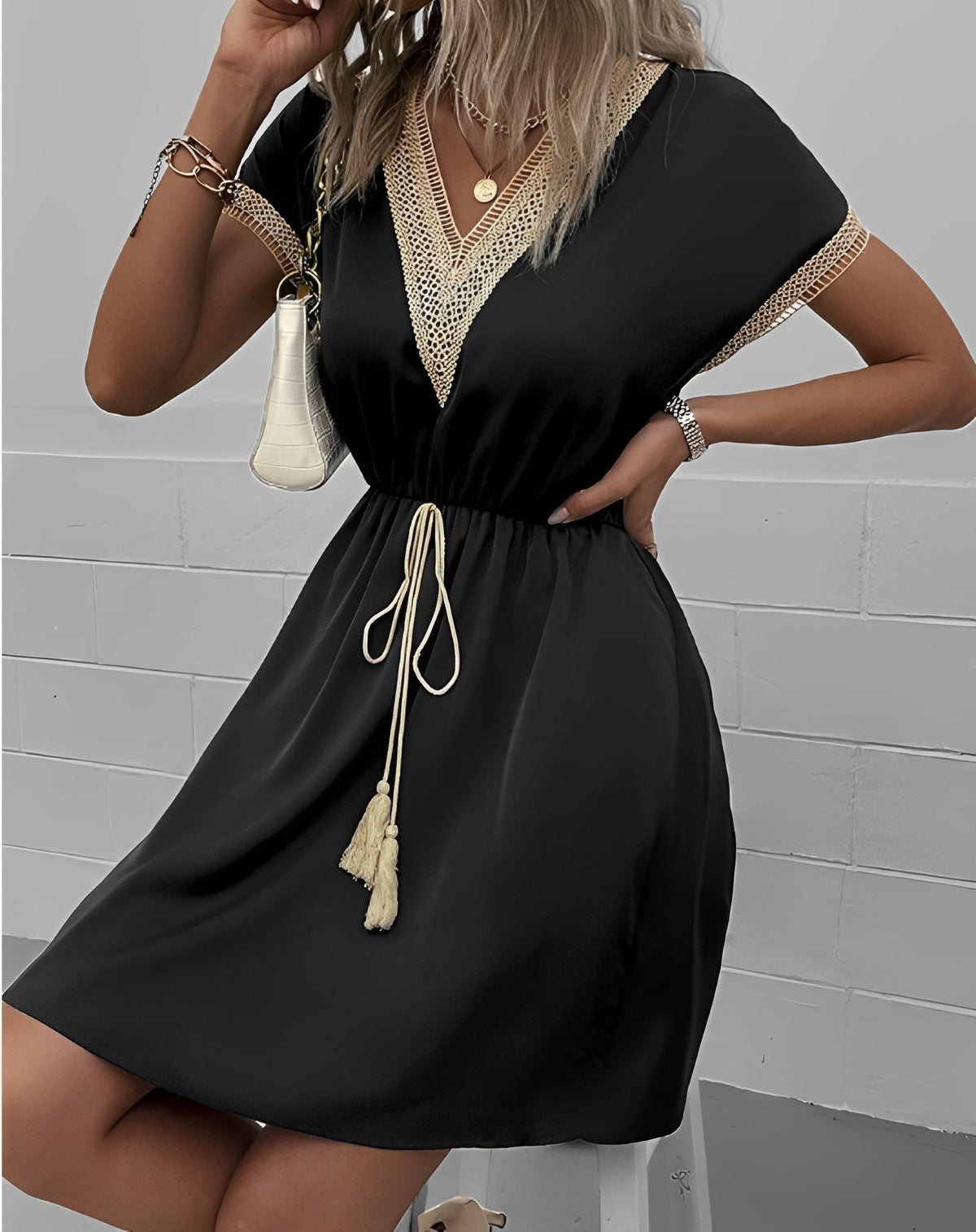 Isabelle - Elegantes Boho-Kleid mit kurzen Ärmeln für Frauen