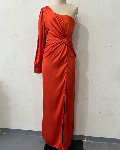 Helena - Elegantes Kleid mit einer Schulter und Schlitz für Frauen