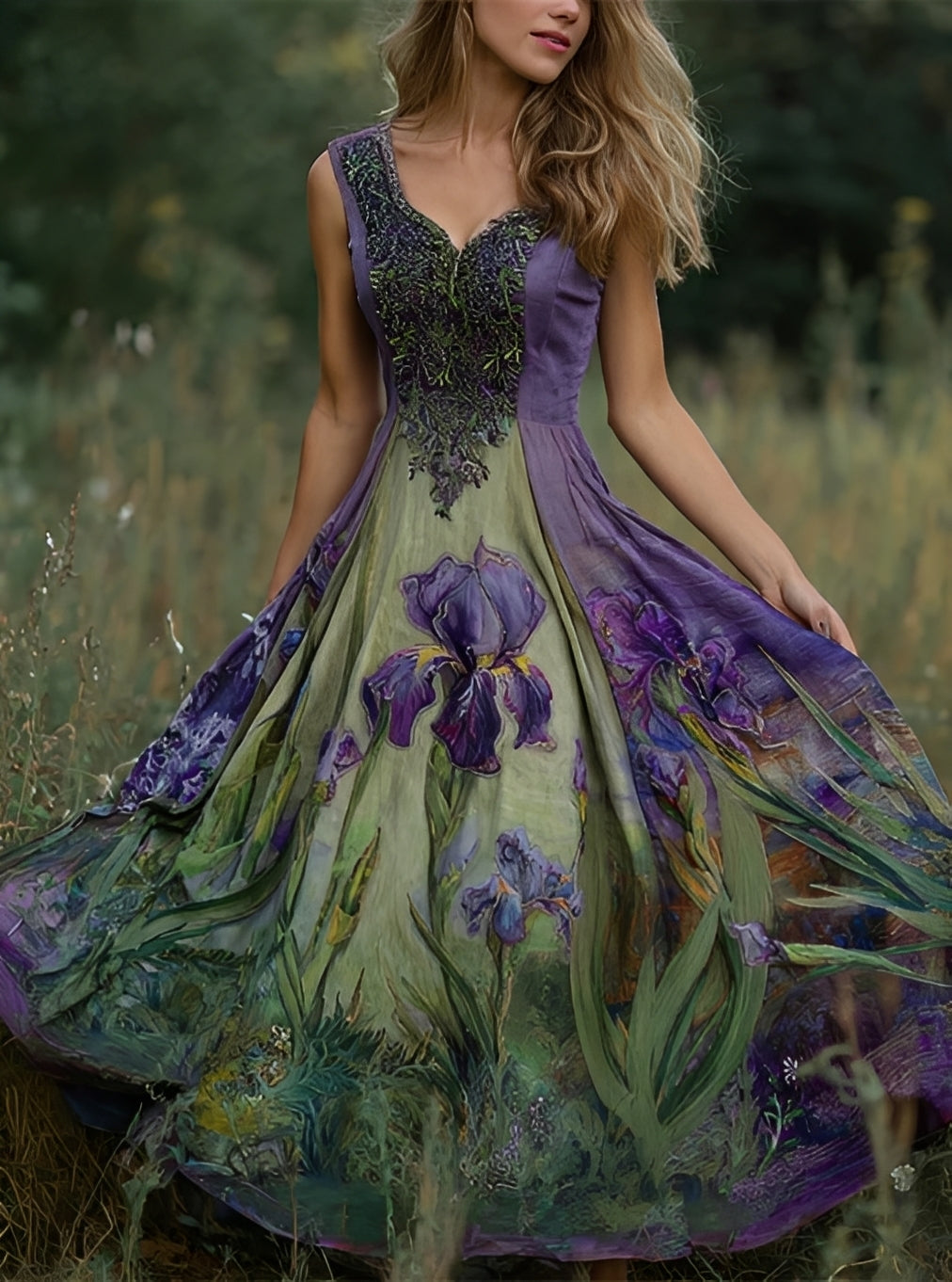 Erica - Langes elegantes Kleid mit Blumenmuster für Frauen