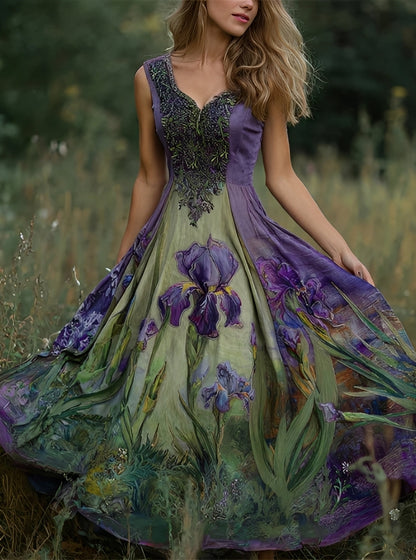 Erica - Langes elegantes Kleid mit Blumenmuster für Frauen