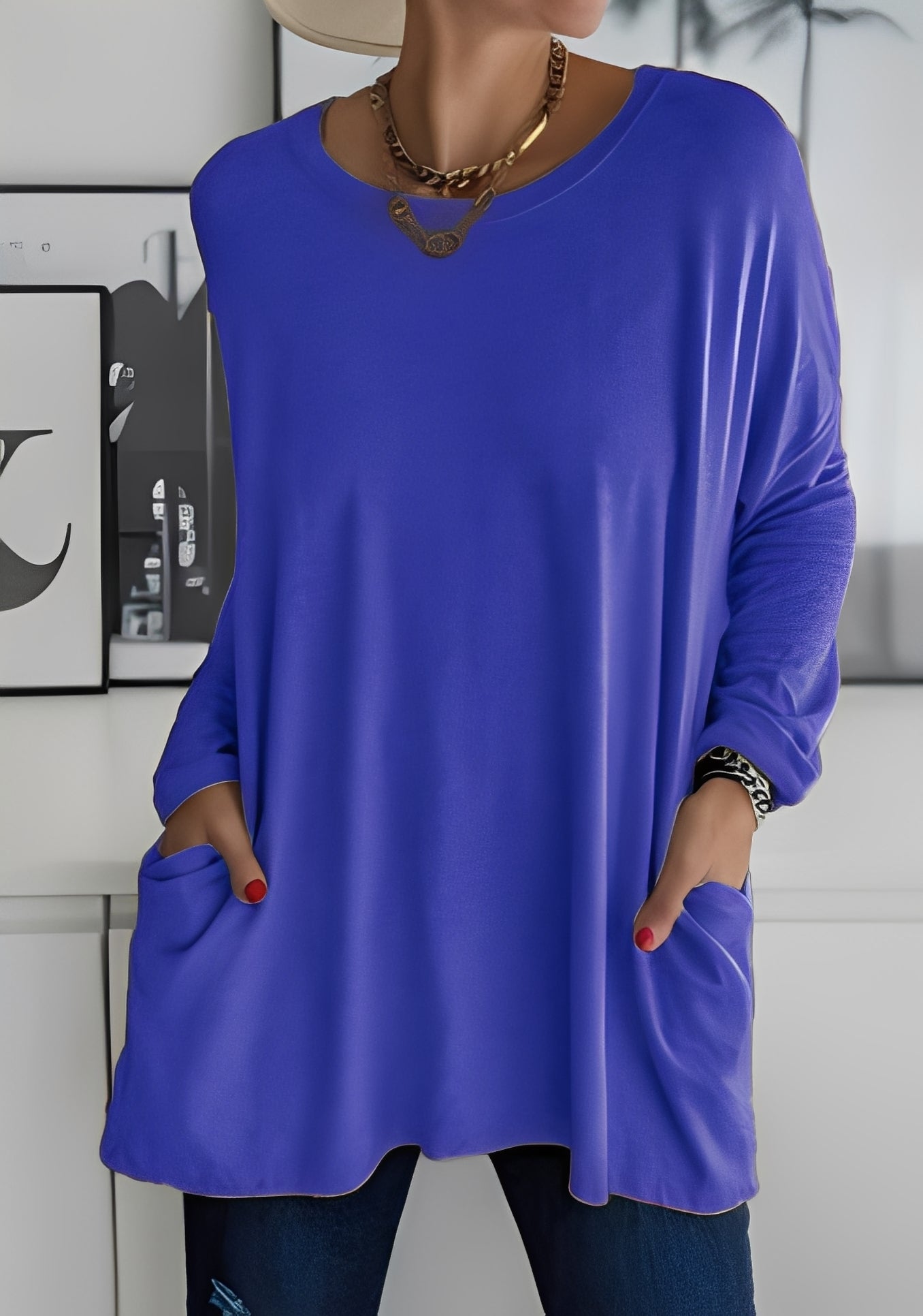 Krystle - Damen-Shirt mit langen Ärmeln und Taschen für Komfort