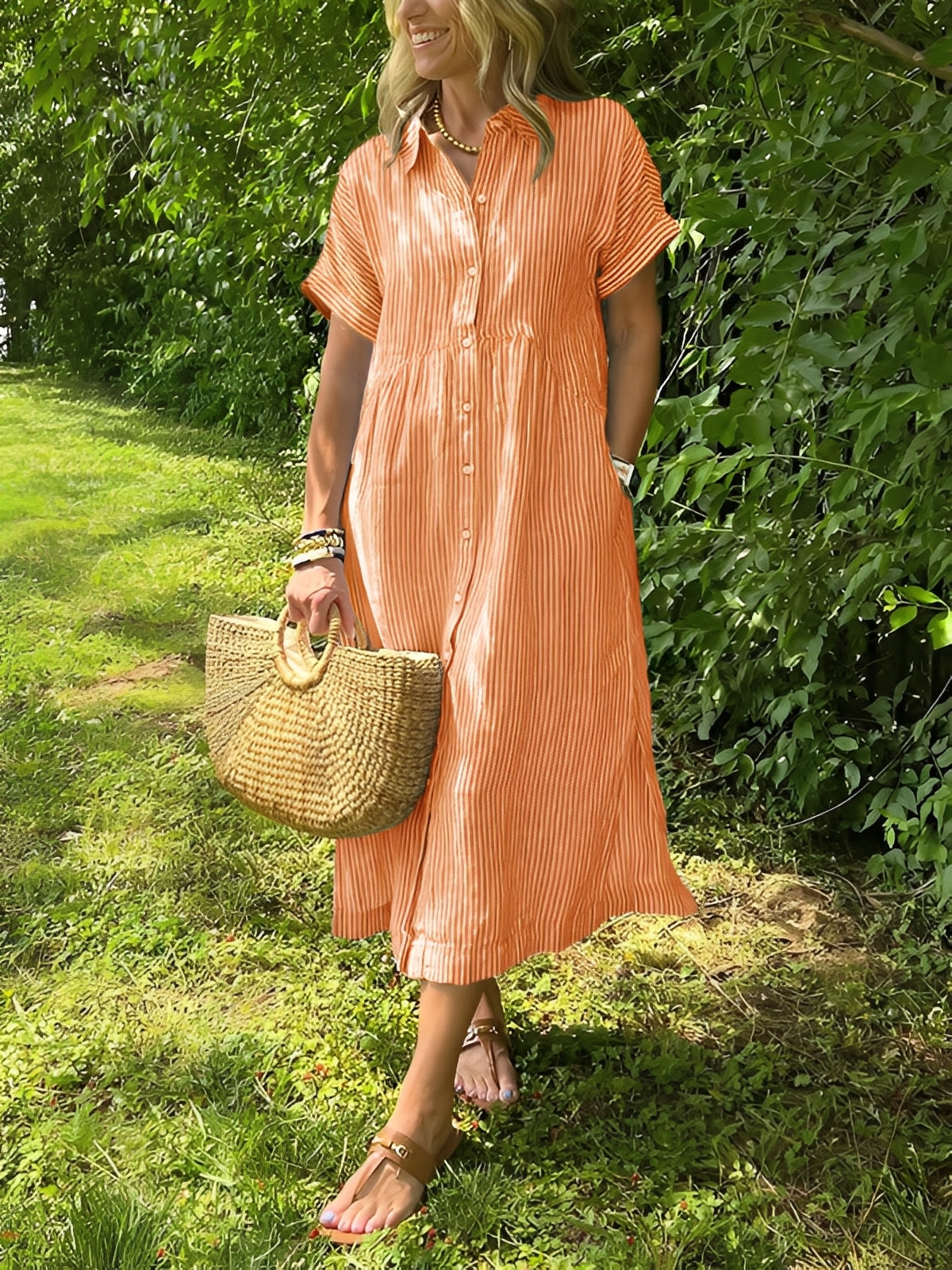 Alana - Gestreiftes, lässiges Hemdkleid für Damen