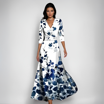 Delores - Langkleid mit Blumenmotiv und langen Ärmeln