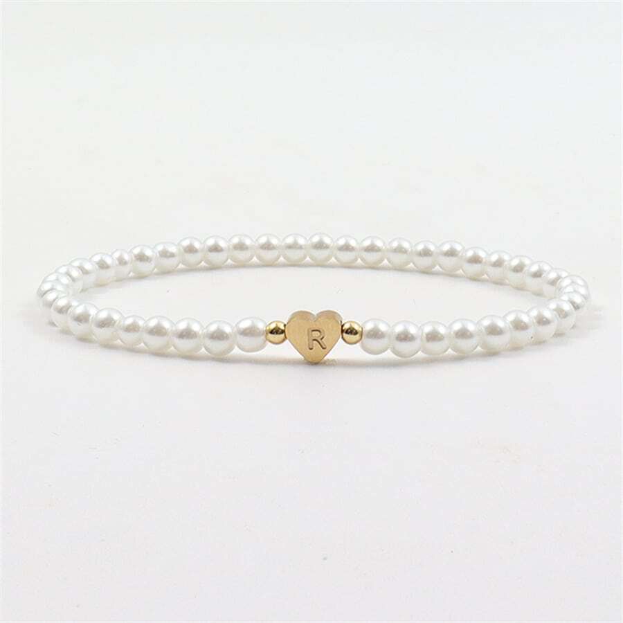 Armband aus Perlen mit eingravierten Initialen - Individualisierbares Herz-Perlenarmband