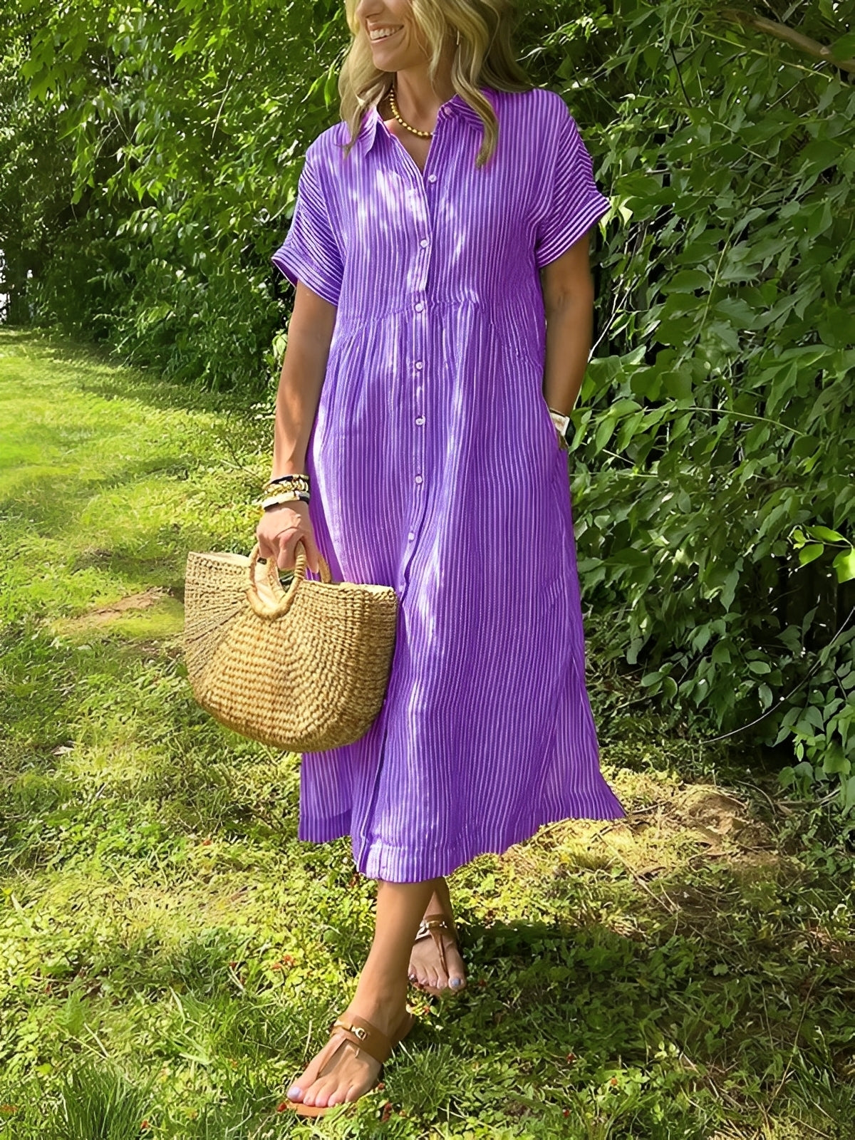 Alana - Gestreiftes, lässiges Hemdkleid für Damen
