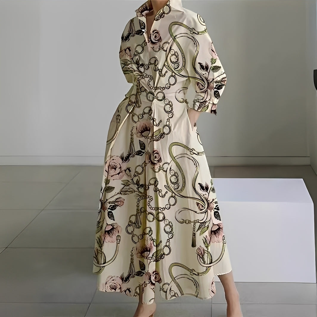 Martha - Elegantes Hemdkleid mit abstraktem Muster für Frauen