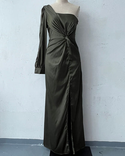Helena - Elegantes Kleid mit einer Schulter und Schlitz für Frauen