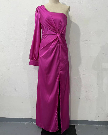 Helena - Elegantes Kleid mit einer Schulter und Schlitz für Frauen