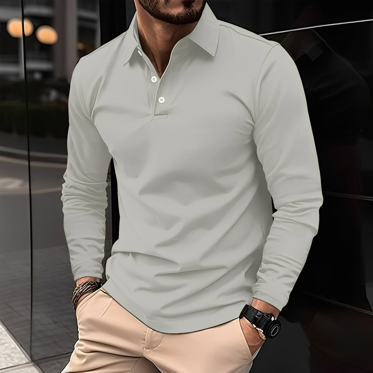 Deacon - Komfortables Langarm-Poloshirt für Herren