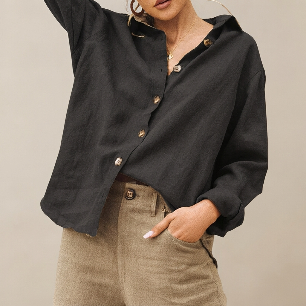 Jordilyn - Locker geschnittene Bluse mit Knopfleiste