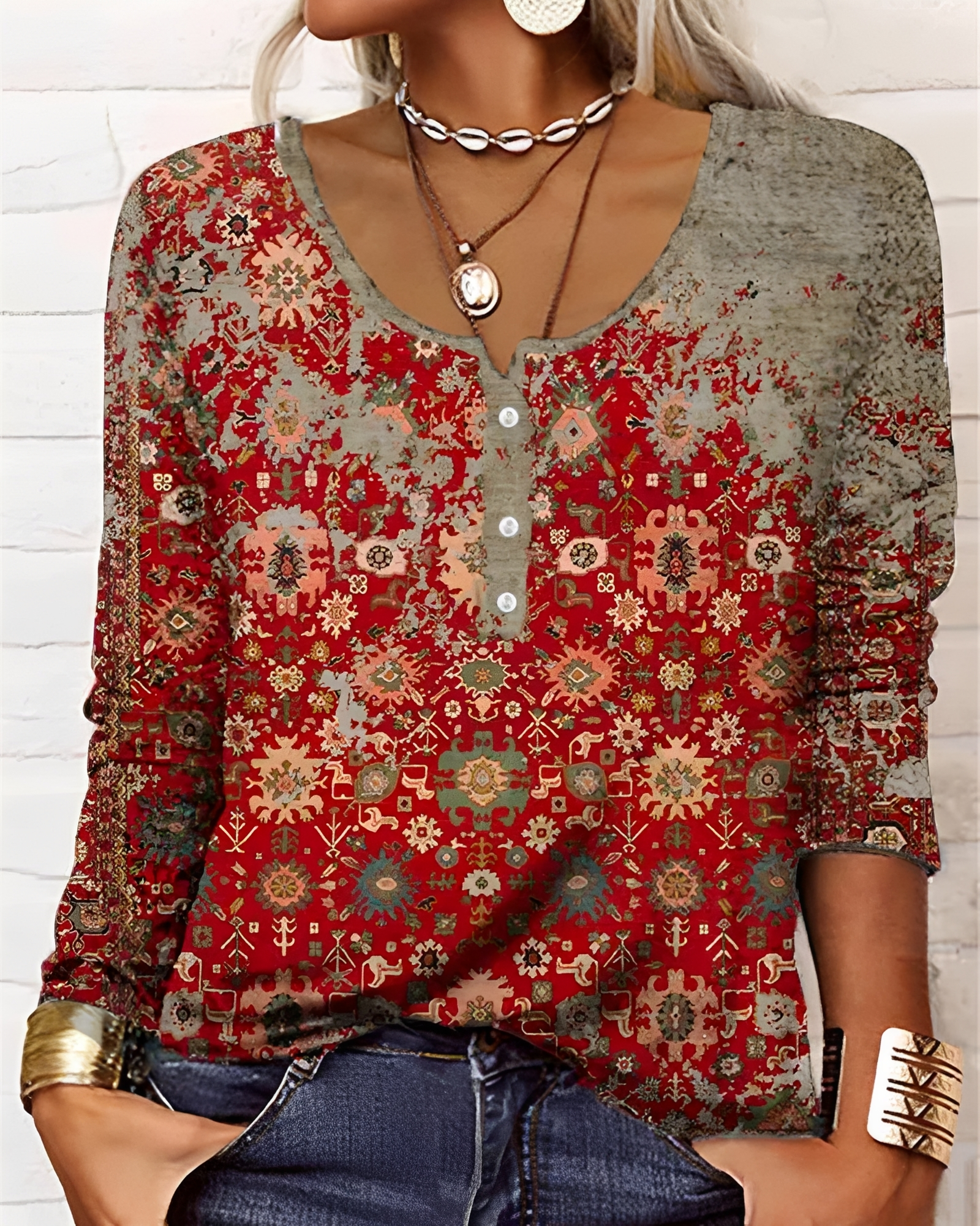 Alejandra - Stilvolle Halbknopf-Bluse