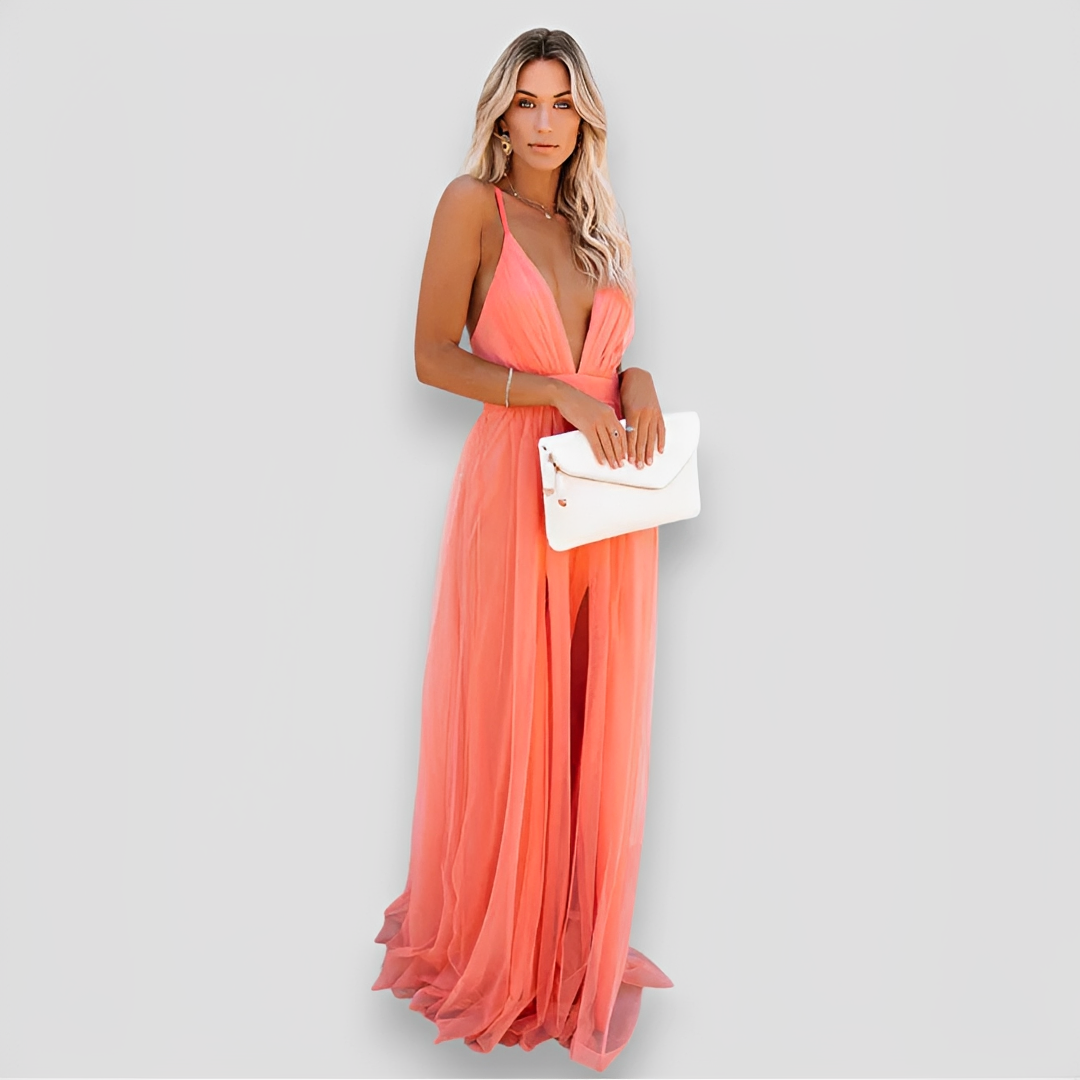Lidia - Stilvolles Maxi-Kleid mit V-Ausschnitt