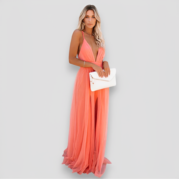 Lidia - Stilvolles Maxi-Kleid mit V-Ausschnitt