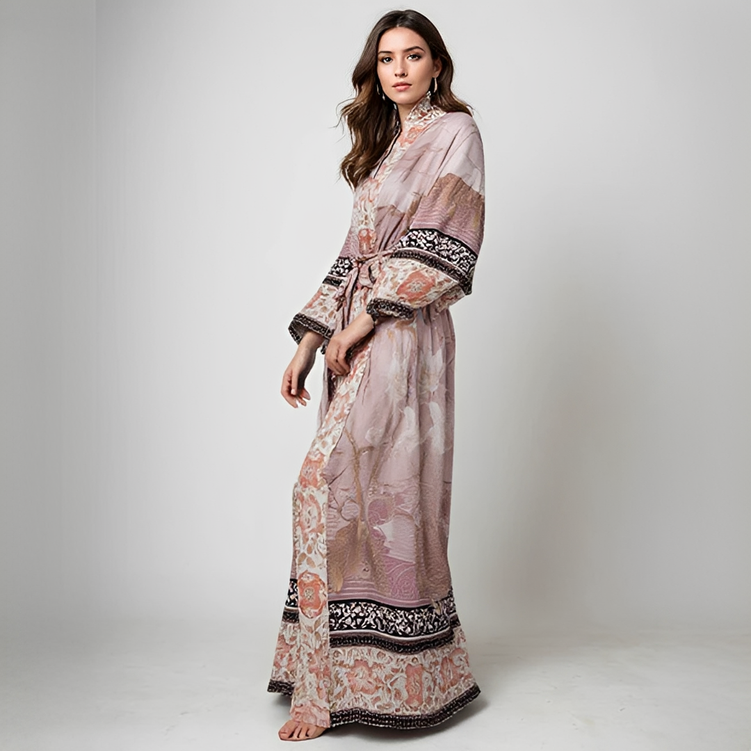 Barbarra - Elegantes langes Kleid mit Blumenmuster für Frauen