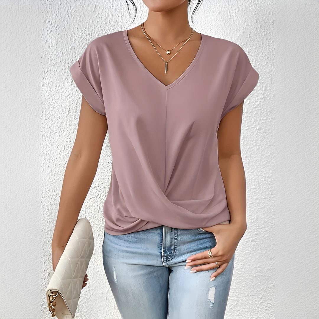 Velanie - Lockeres T-Shirt mit V-Ausschnitt