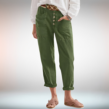 Rhonwen - Elegante, leger geschnittene Hose mit Knöpfen