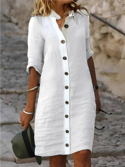 Paula - Lässiges Hemdkleid mit halblangen Ärmeln für Damen