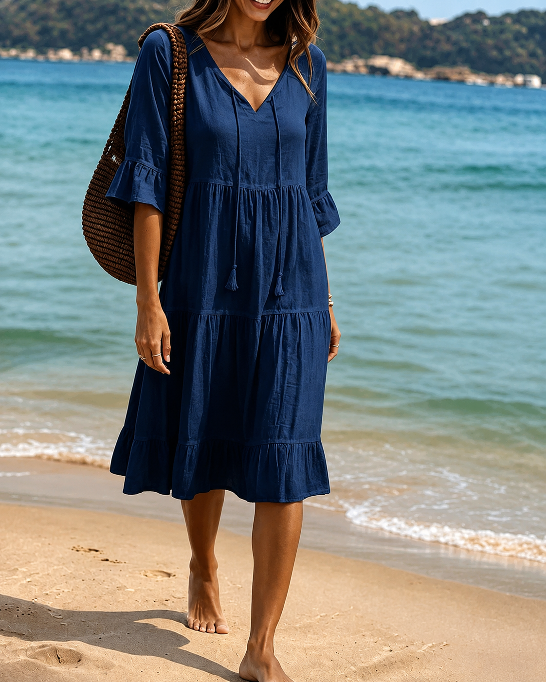 Lorraine - Elegantes Midikleid mit V-Ausschnitt
