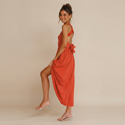 Lena - Stilvolles Midikleid mit eckigem Ausschnitt