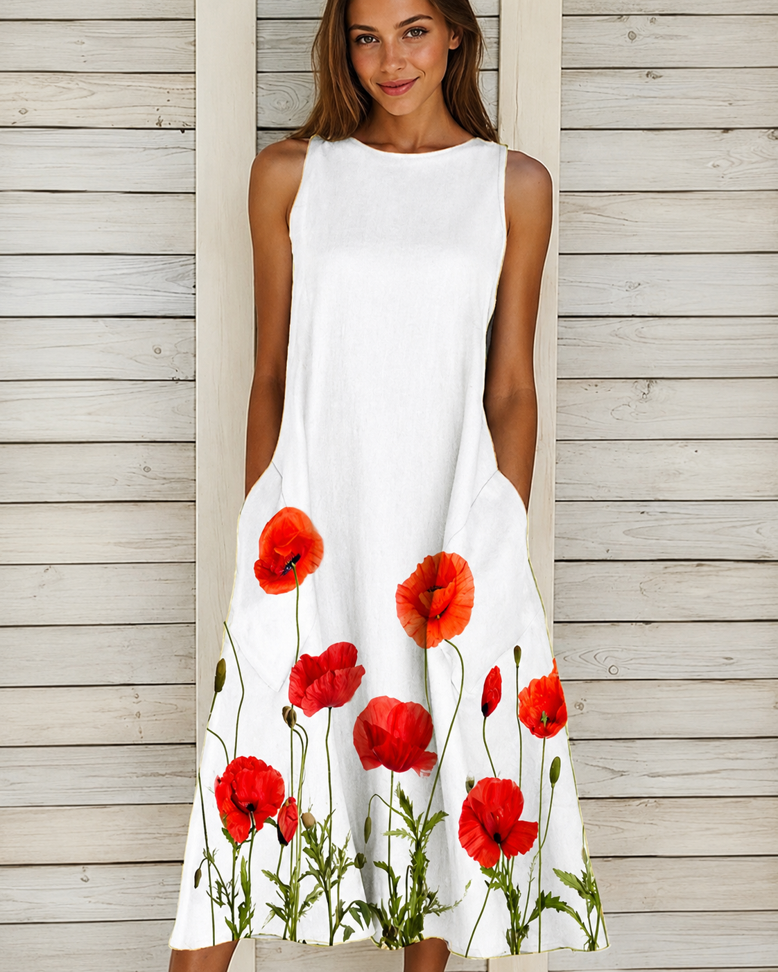 Denique - Vintage-inspiriertes Midikleid mit fließender Silhouette