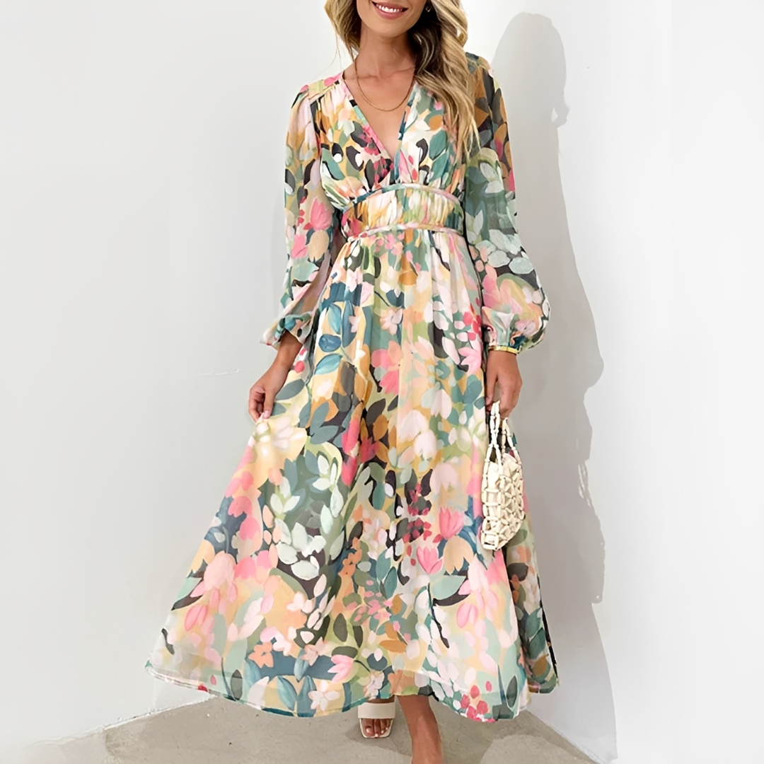 Kiara - Stilvolles und Fließendes Langarmkleid