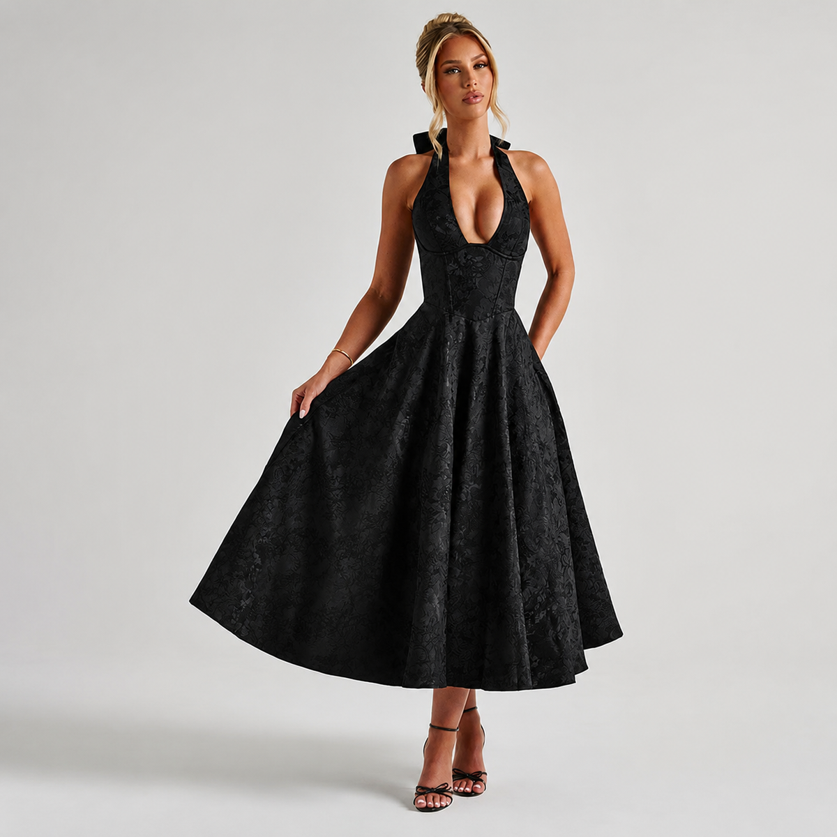 Dahlia - Schickes V-Ausschnitt Neckholder-Ärmelloses Kleid