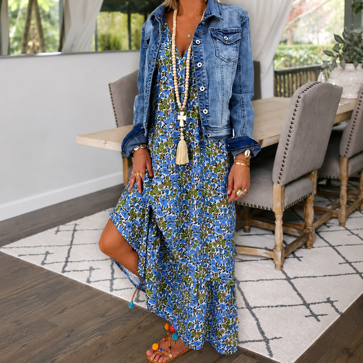 Shalisha - Elegantes Bohemian Kleid mit V-Ausschnitt