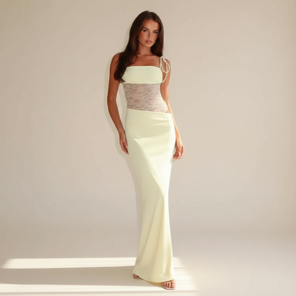 Darlaine - Stilvolles Maxikleid mit Spitzenriemen