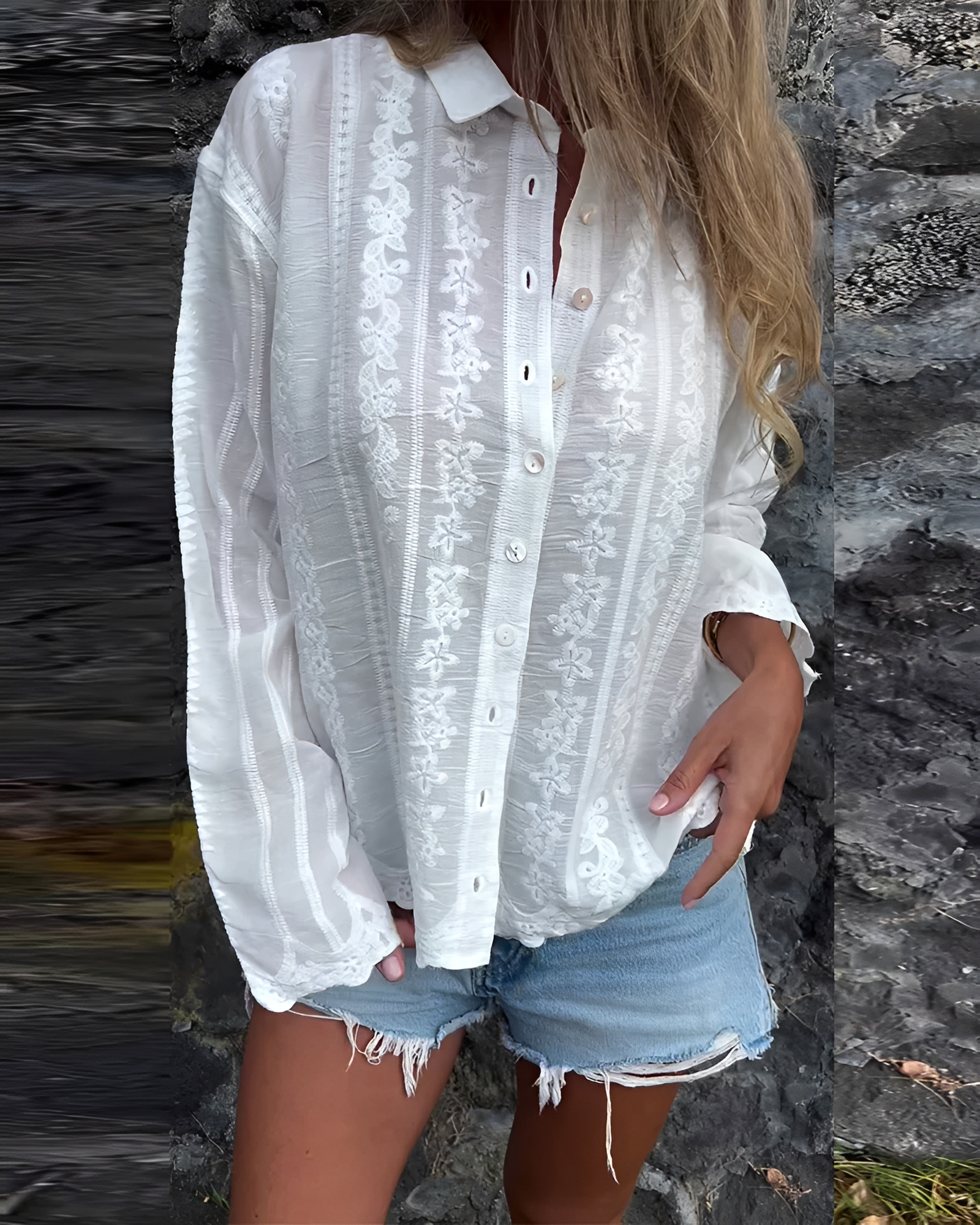 Sumayah - Elegantes besticktes Hemd
