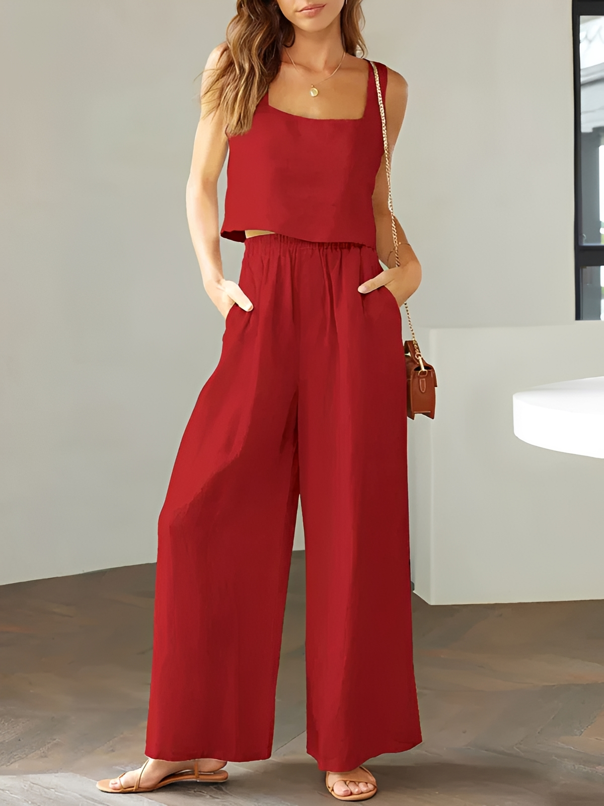 Pia - Legeres Set mit eckigem Halsauschnitt für Top und Hose