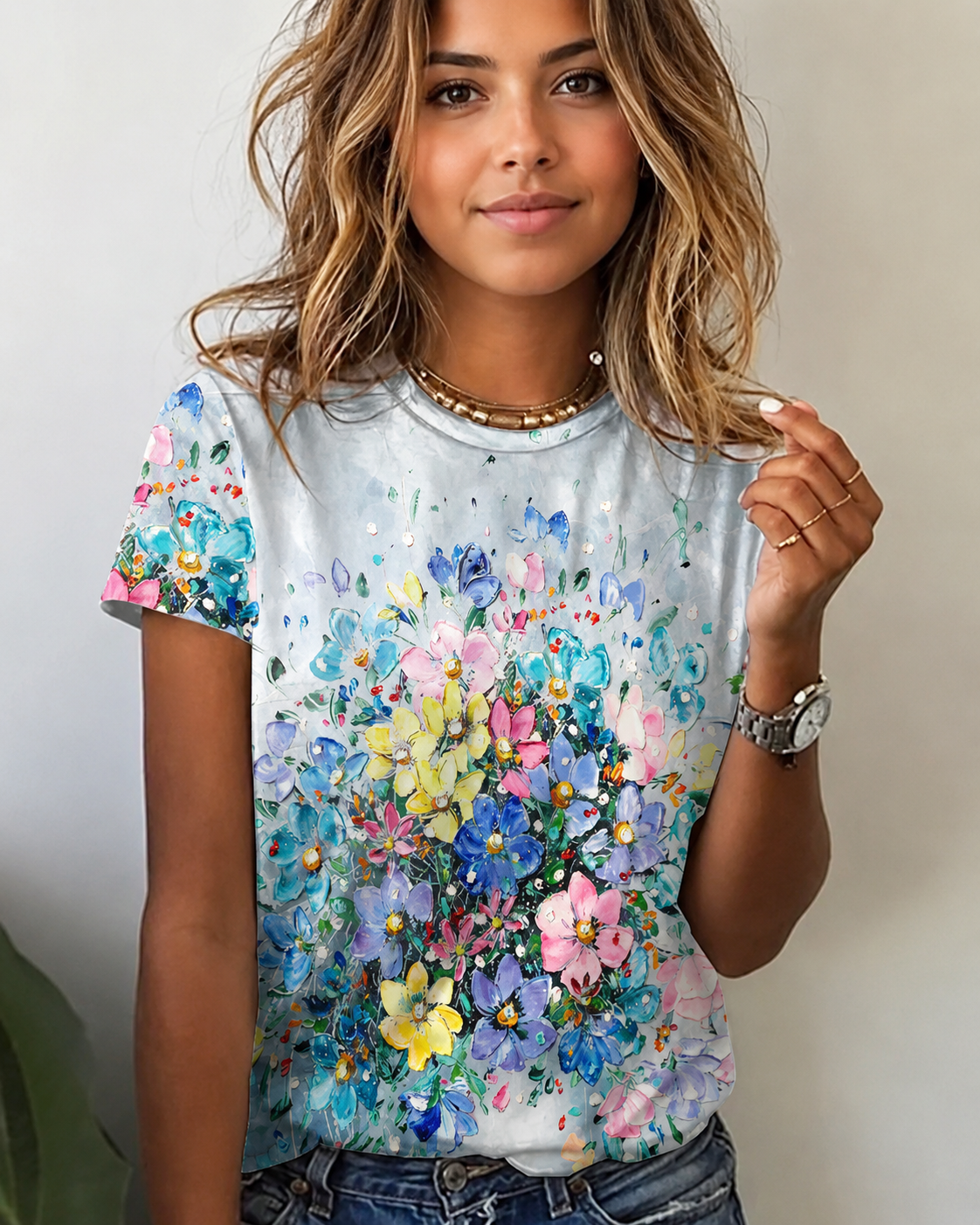 Rajanece - Elegantes T-Shirt mit Rundhalsausschnitt