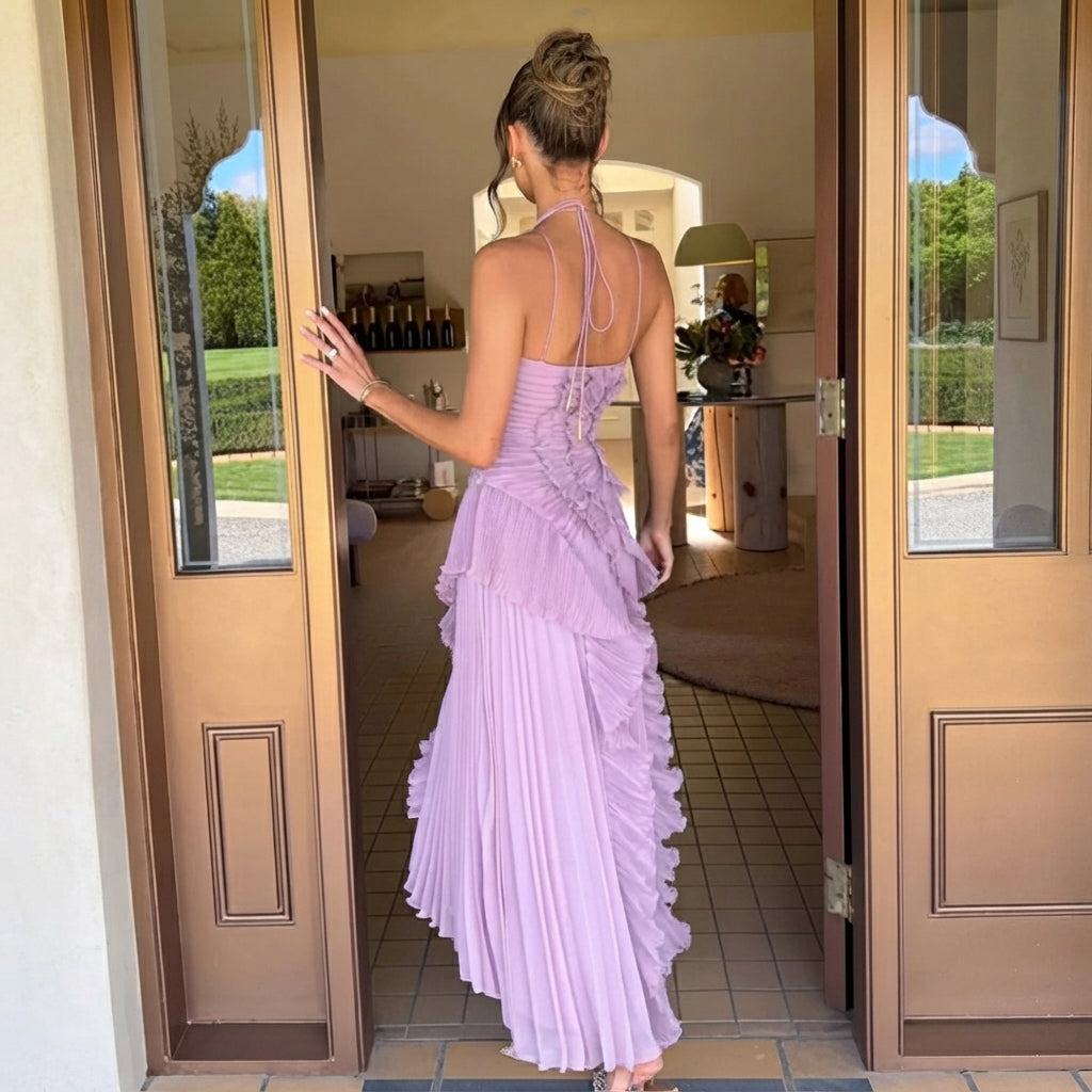 Khatereh - Stilvolles Midikleid mit Rüschen und Neckholder